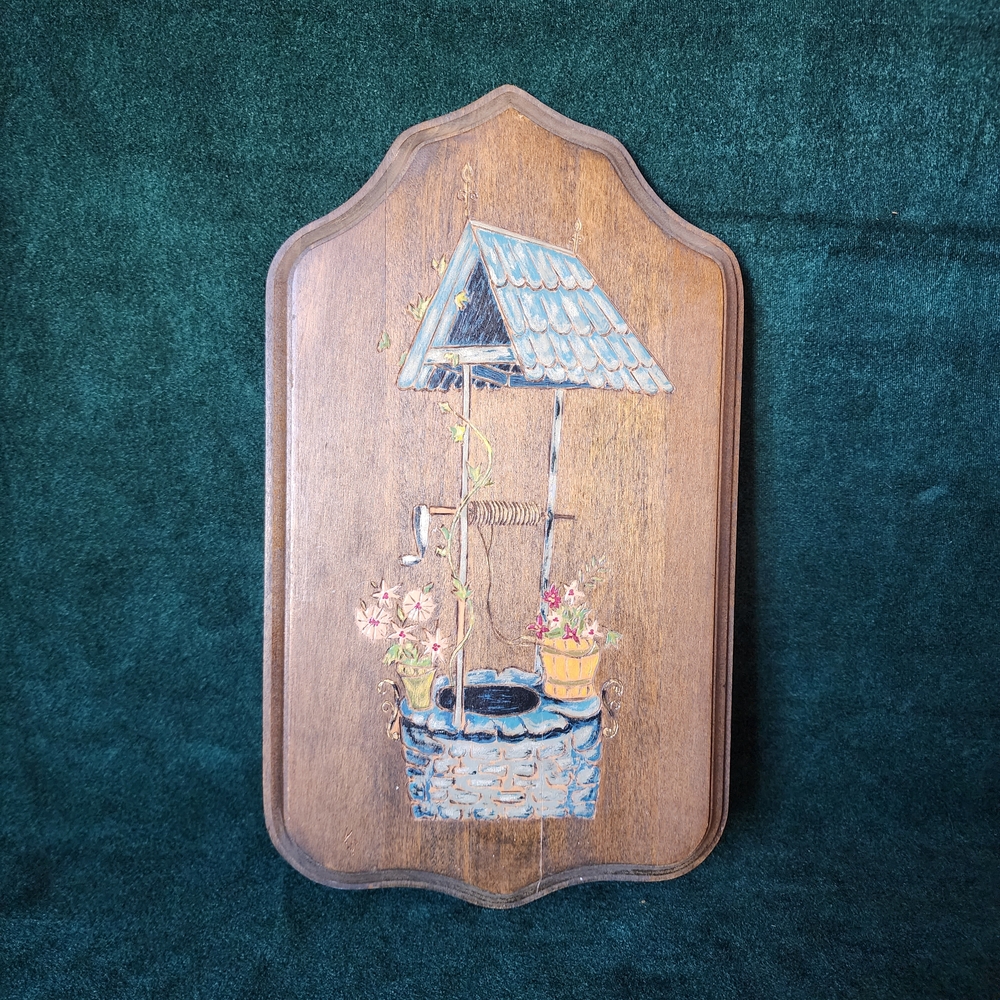Decorative Wooden Plaque with Painted Well